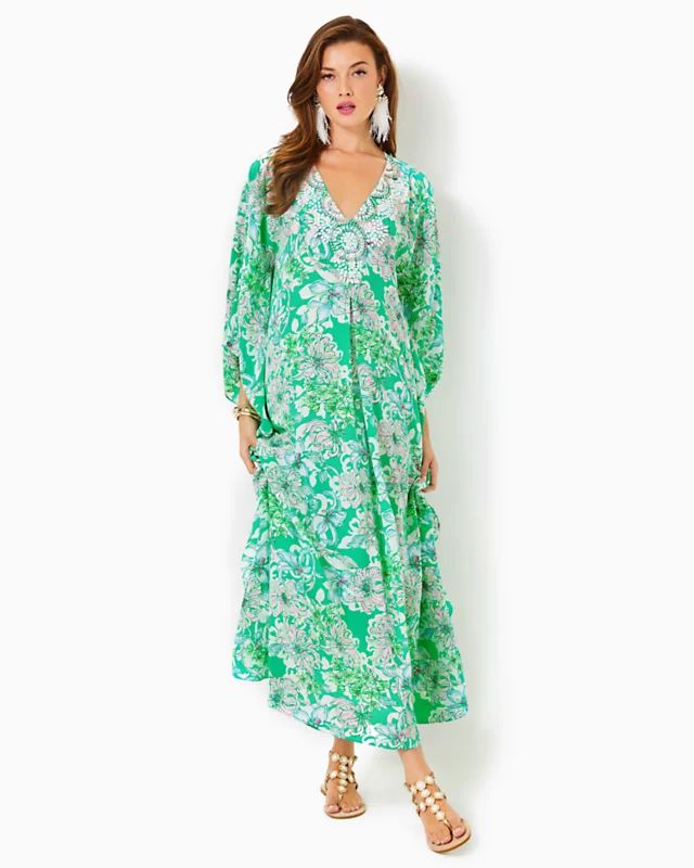 Mindy Beaded Silk Maxi Caftan | Lilly Pulitzer | Lilly Pulitzer