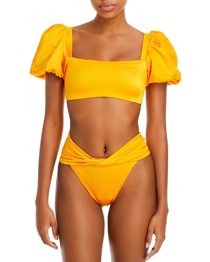 Calista Puff Sleeve Bikini Top & Lily Twist Waist Bikini Bottom | Bloomingdale's (US)