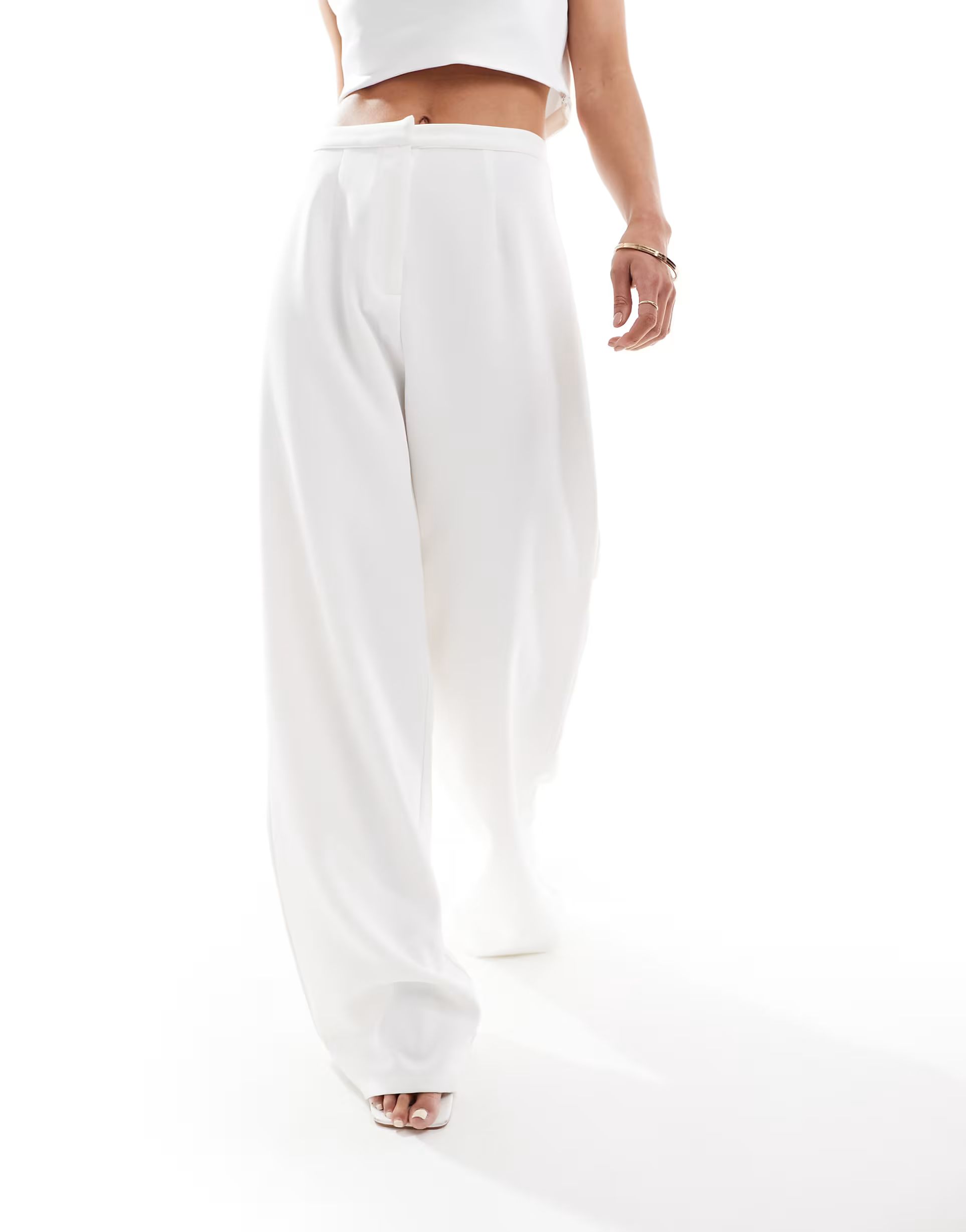 Six Stories Bridal high rise tailored pants in white - part of a set | ASOS (Global)