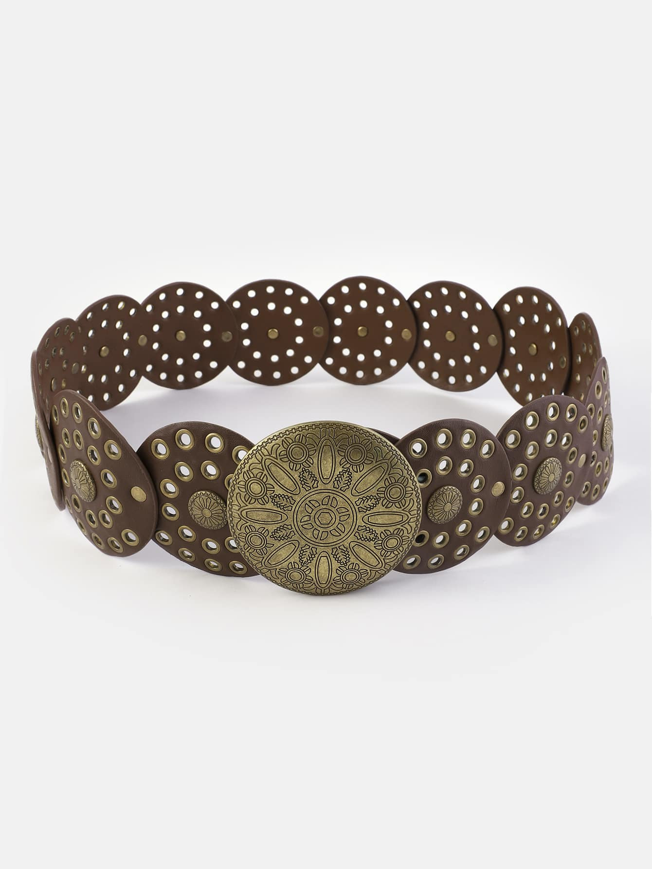 Boho 1pc Women's Metallic Multi-Color Pu Belt With Bronze Buckle And Leopard Pattern Design, Fash... | SHEIN