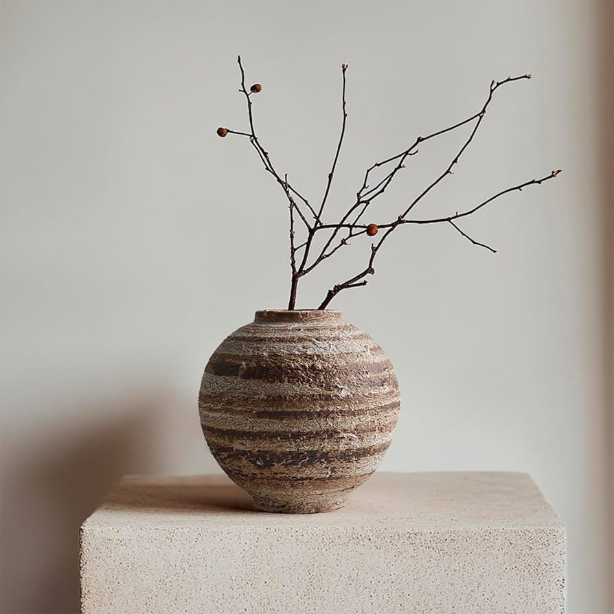 Ceramic Farmhouse Vase Rustic Decor,Pottery Decorative Flower Vases for Home Decor,Boho Vase for ... | Amazon (US)