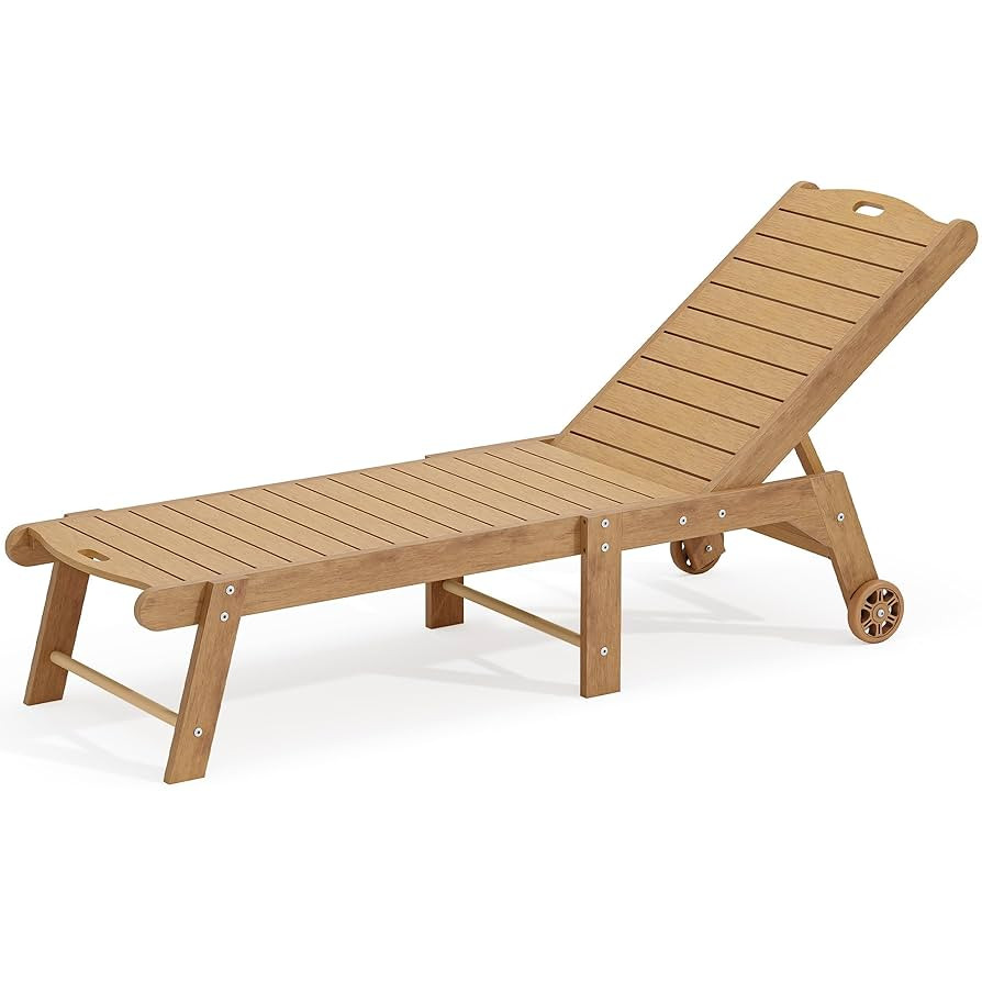 DWVO Patio Chaise Lounge Chair, HIPS Material Outdoor Lounger Recliner with Wheel, Beach Pool Sun... | Amazon (US)
