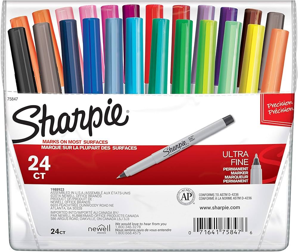SHARPIE Permanent Markers, Ultra Fine Point, Assorted Colors, 24 Count | Amazon (US)