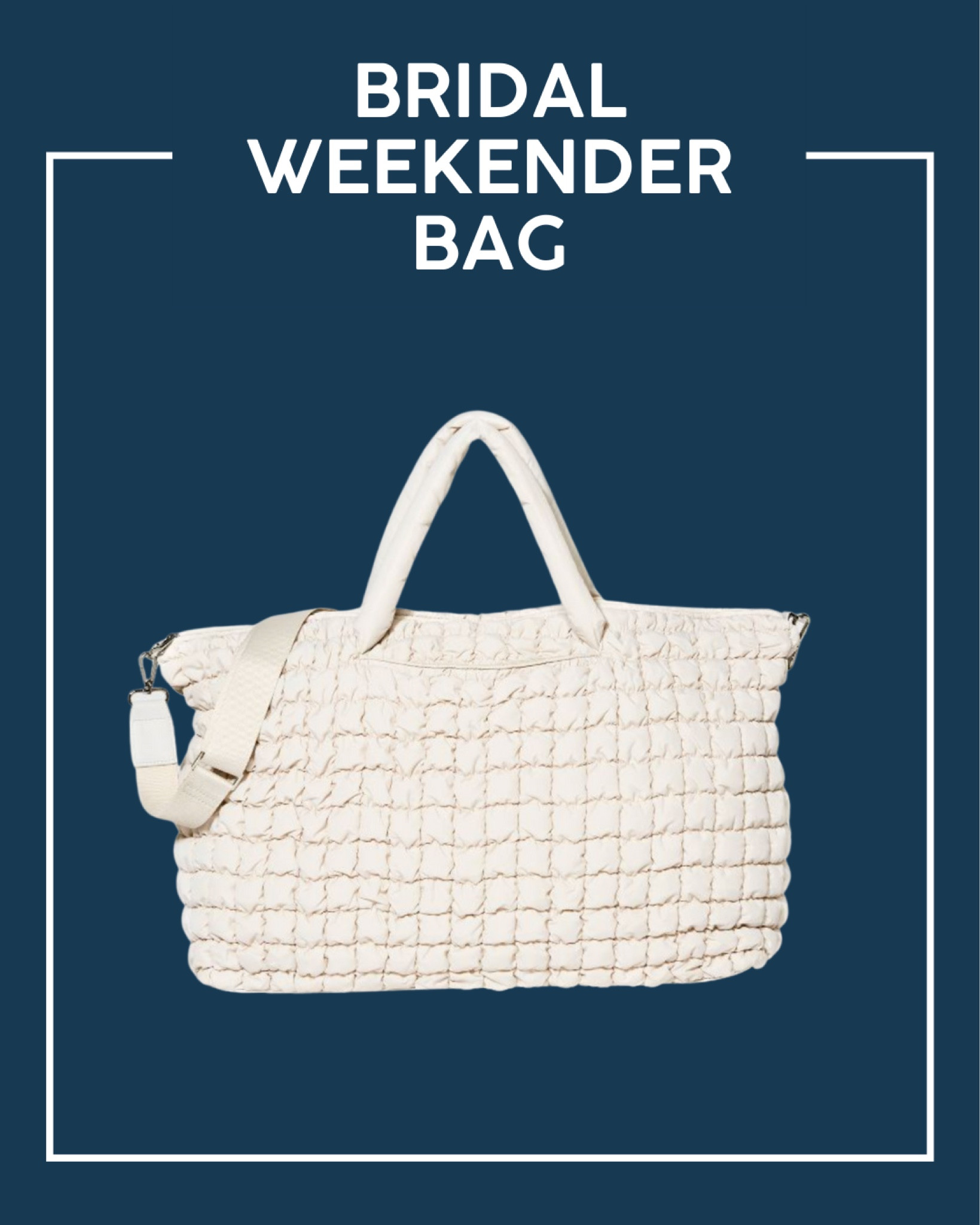 White puffy weekender tote bag. Perfect for bridal travels! 

#LTKtravel #LTKunder50 #LTKwedding