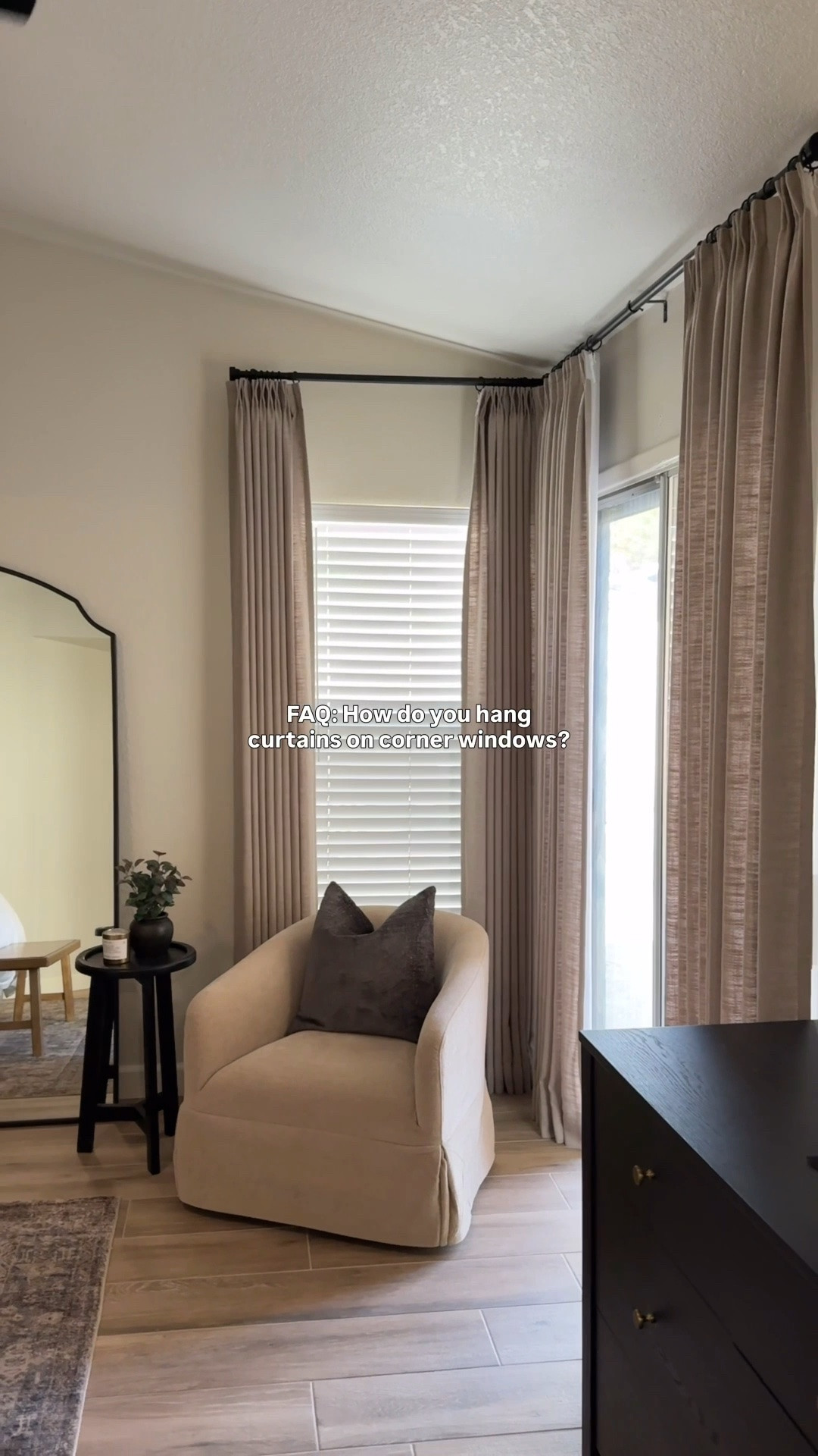 The Secret to Corner Window Curtains 🛠️✨
I get asked about our corner window setup constantly, and this tiny budget find is the ultimate secret weapon! If you’ve ever struggled with how to cleanly hang drapery panels where two walls meet, you need a hinged curtain rod connector.

Instead of using bulky finials in the corner, you just screw this piece directly onto the ends of the rods. It bends flawlessly to fit 90-degree corners or trickier bay windows. I’ve linked the exact hinged connectors we use (available in multiple metal finishes!), along with our favorite neutral linen-look drapery panels and classic hardware.

Tap the link to shop our exact setup and recreate this seamless look in your own home! 🕊️

#windowtreatments #homedecorhacks #curtaintips #neutralhome #interiordesignsecrets

#LTKHome #LTKstorytime