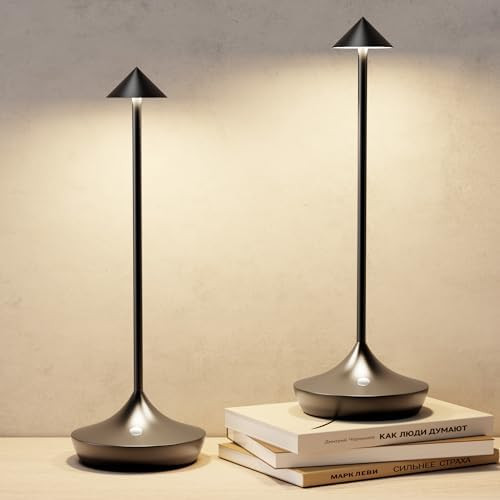 Cordless Rechargeable Table Lamp Set of 2, Up to 60-Hour Battery 6000mAh, 3 Color Temperatures 9 ... | Amazon (US)