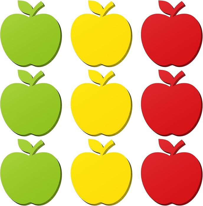 Geyee 108 Pcs Apple Cutouts Paper Die Cuts Assorted, Tricolor, 5.5 Inch | Amazon (US)
