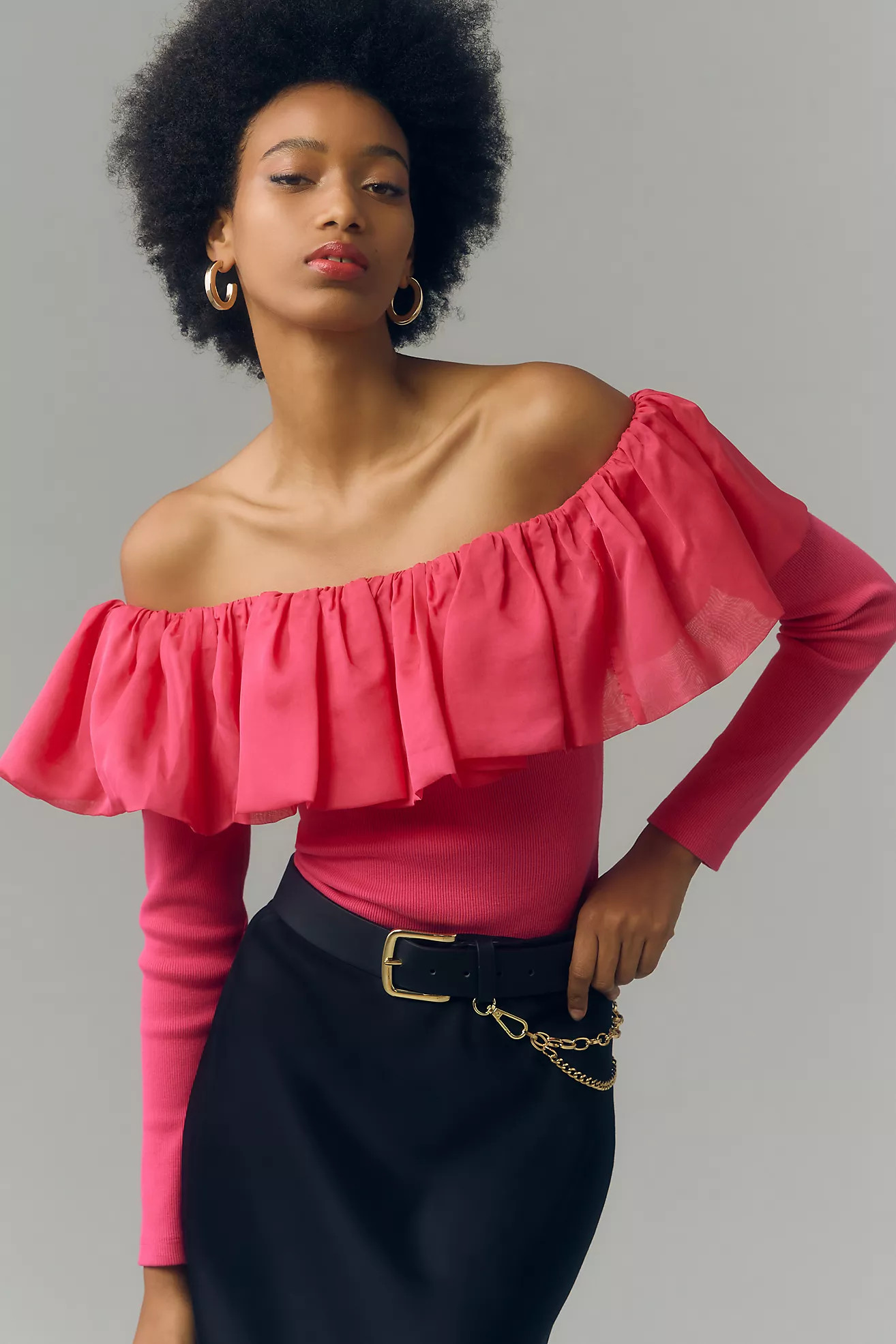 By Anthropologie Off-The-Shoulder Organza Ruffle Top | Anthropologie (US)