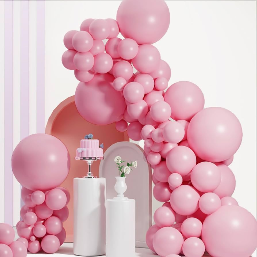 Pink Balloons Different Sizes,Scmdoti Double Stuffed Pink Balloon Arch,Pastel Pink Balloons Garla... | Amazon (US)