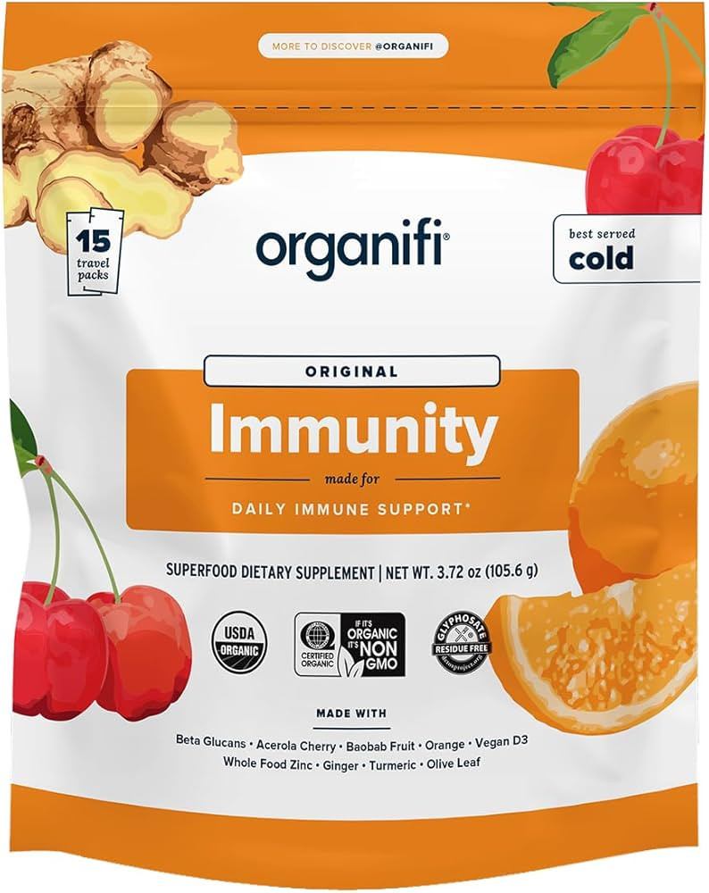 Organifi Immunity - Organic Superfood Immunity Support - 15 Single Serve Packets - Immunity Powde... | Amazon (US)