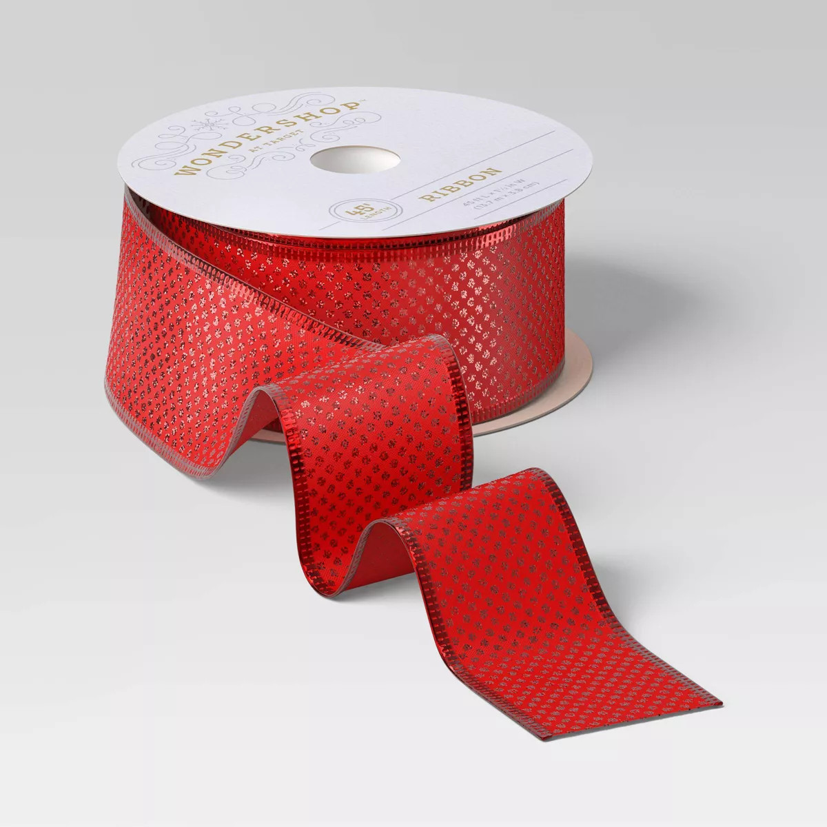 45' Christmas Fabric Ribbon Red Glitter - Wondershop™ | Target