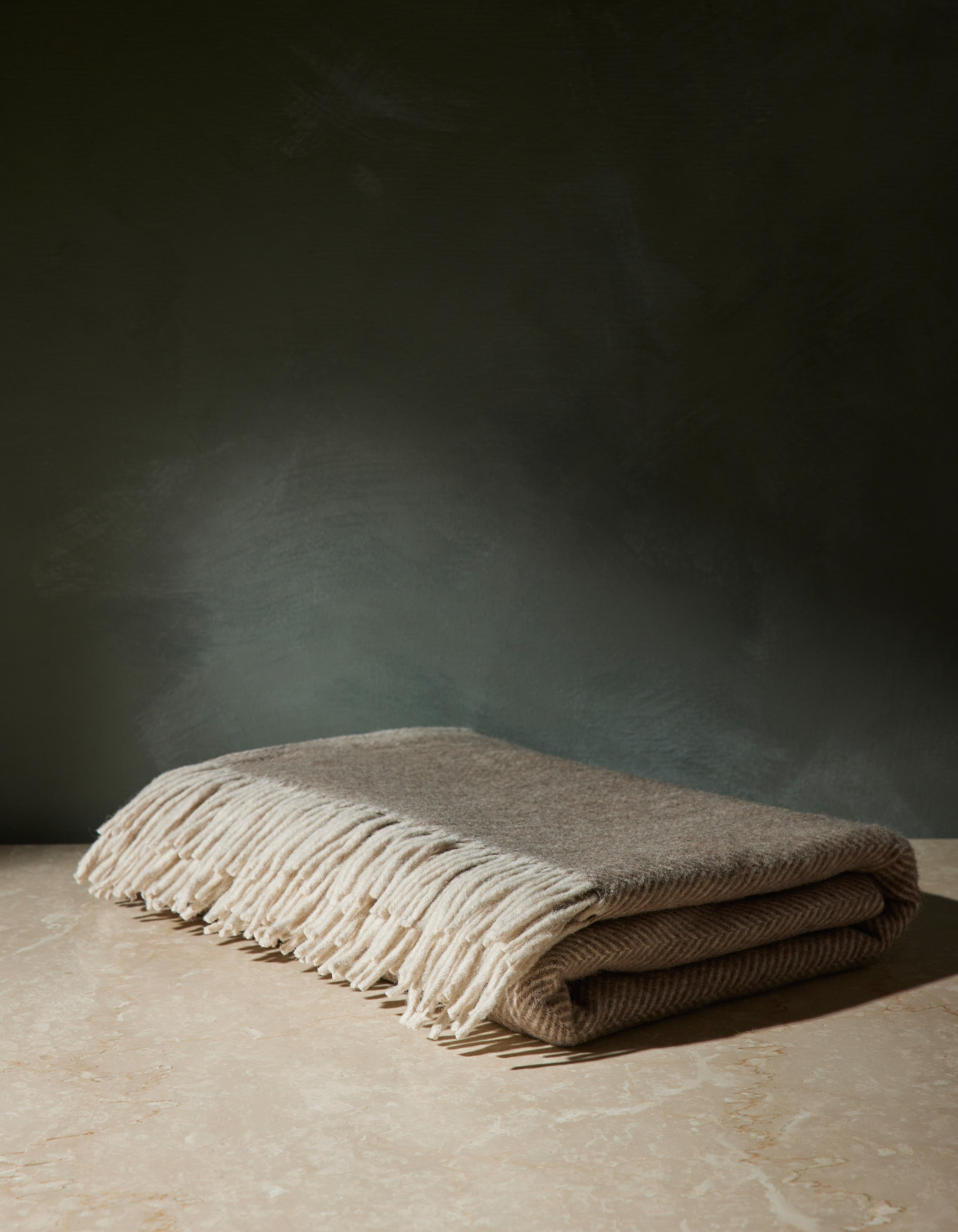 Recycled Wool Throw by Tartan Blanket Co., Natural Herringbone | Lulu and Georgia 