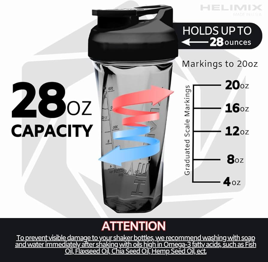 HELIMIX 2.0 Vortex Blender Shaker Bottle Holds upto 28oz | No Blending Ball or Whisk | USA Made |... | Amazon (US)