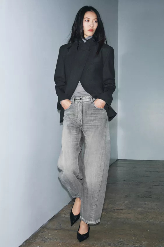 ZW COLLECTION ANKLE balloon mid-waist JEANS | Zara UK