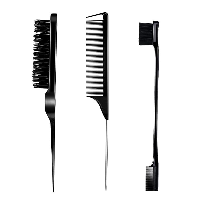 3 Pieces Hair Styling Comb Set Teasing Brush Rat Tail Comb Edge Brush for Edge&Back Brushing, Com... | Amazon (US)