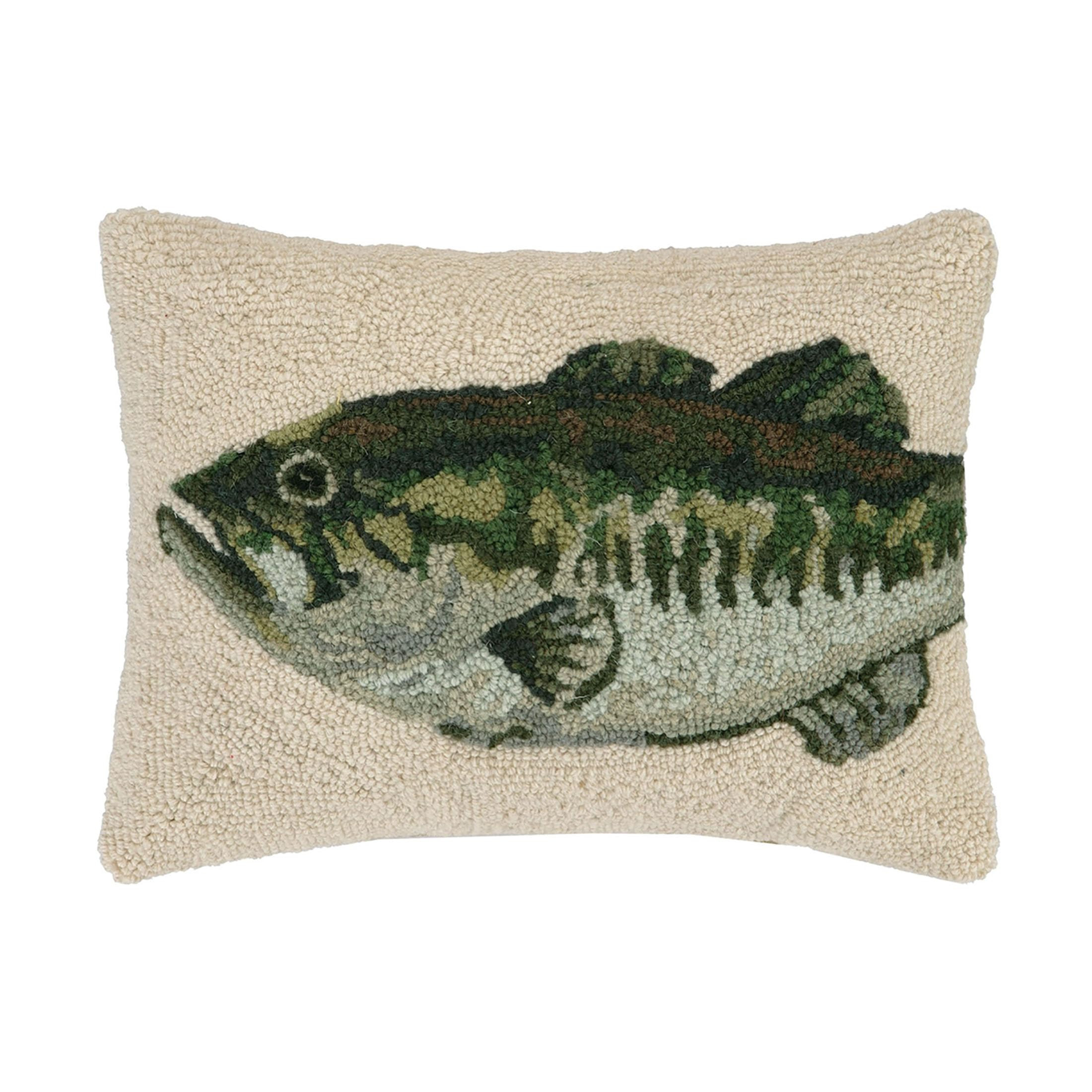 Bass Wool Hook Pillow for Lake House or Cabin by The Pillow Shoppe, 12x16 Oblong | Amazon (US)