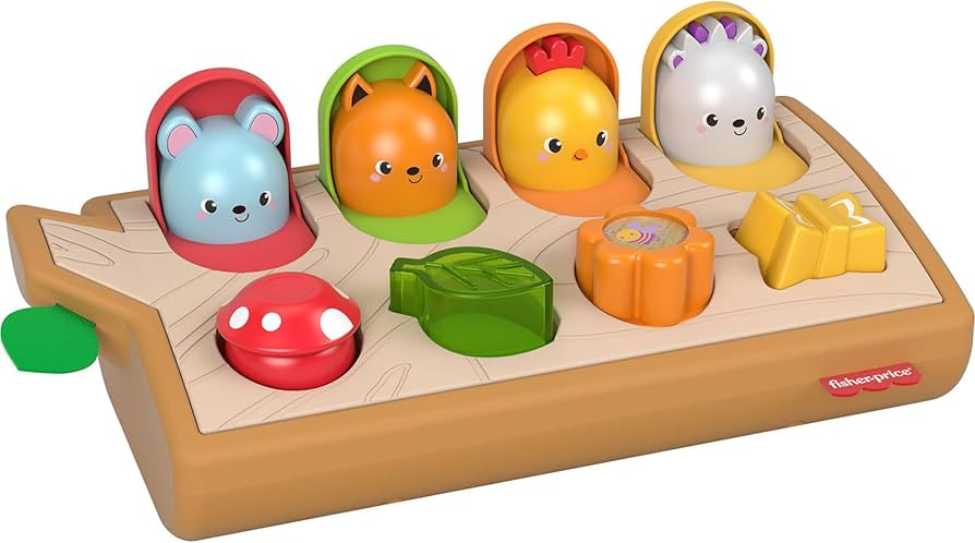 Fisher-Price Baby Toy Hide & Peek Pop-Up Animal-Themed Sensory Activity with Wood Accents & Sound... | Amazon (US)
