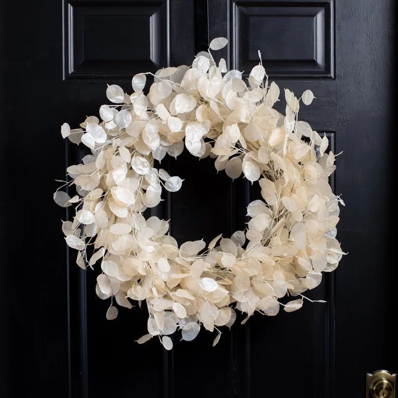 Dried Look Translucent Bleached Lunaria All Seasons Wreath | Wayfair Professional