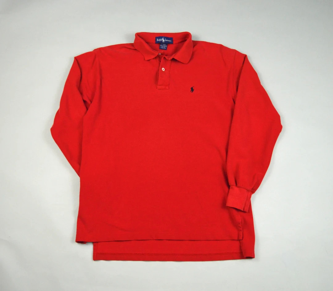 Vintage 1990s Red Long Sleeve Polo Shirt by Ralph Lauren Size Medium | Etsy (US)