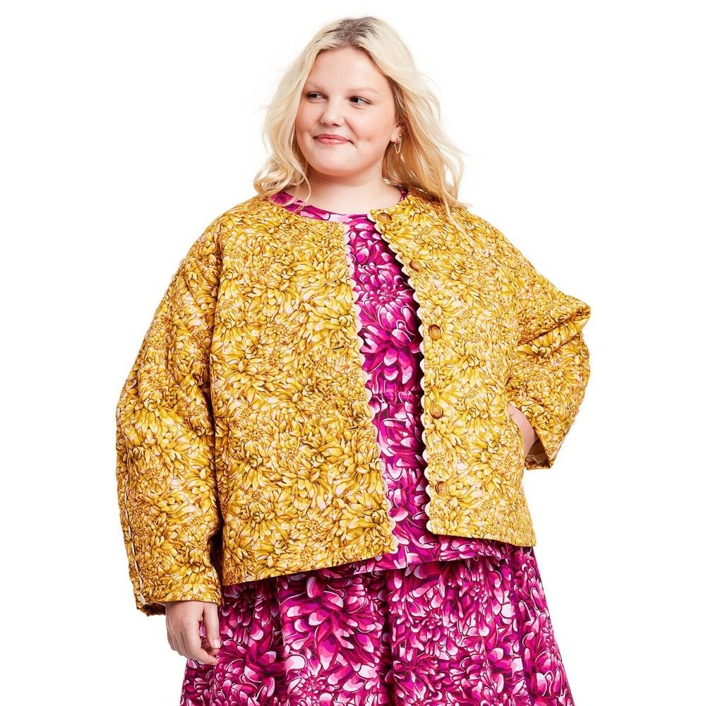 Women's Plus Size Mum Floral Quilted Jacket - Kika Vargas x Target Gold 1X | Target