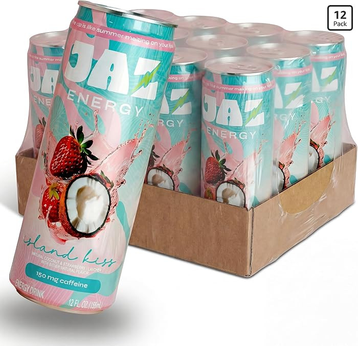 Jaz Energy Drink – Island Kiss Strawberry Coconut | Clean Energy Drink with 150mg Caffeine | No... | Amazon (US)