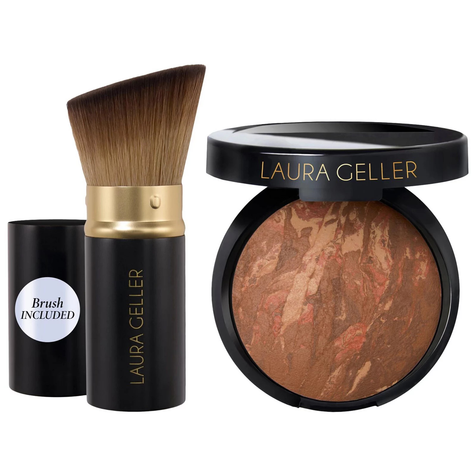 Laura Geller Balance and Brighten Color Correcting Baked Powder Foundation + Kabuki Brush, Size: 0.44 Oz, Toffee | Kohl's