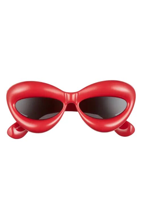 Loewe 55mm Cat Eye Sunglasses in Shiny Red /Smoke at Nordstrom | Nordstrom