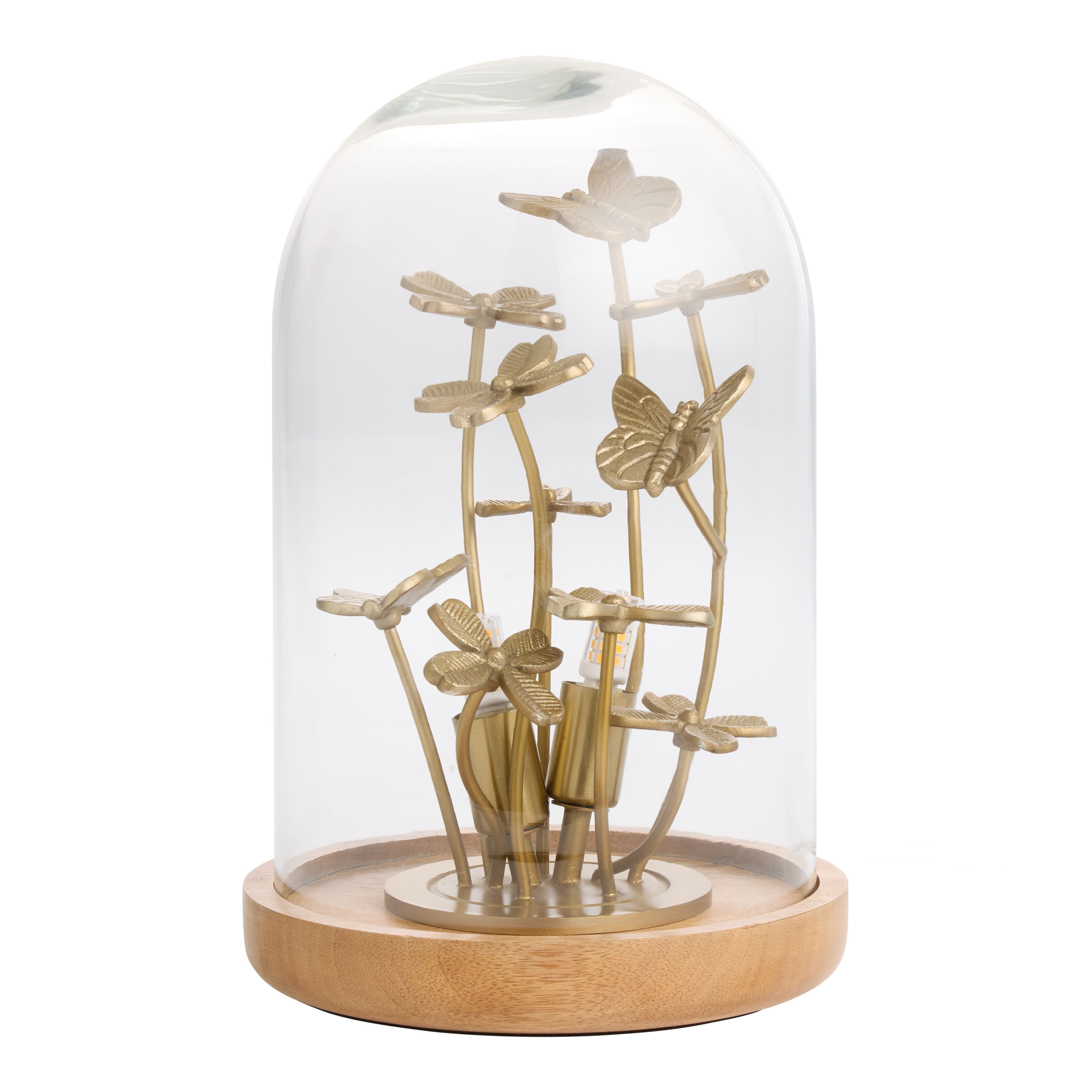 Papillon Antique Gold Glass Cloche Butterfly Accent Lamp | World Market