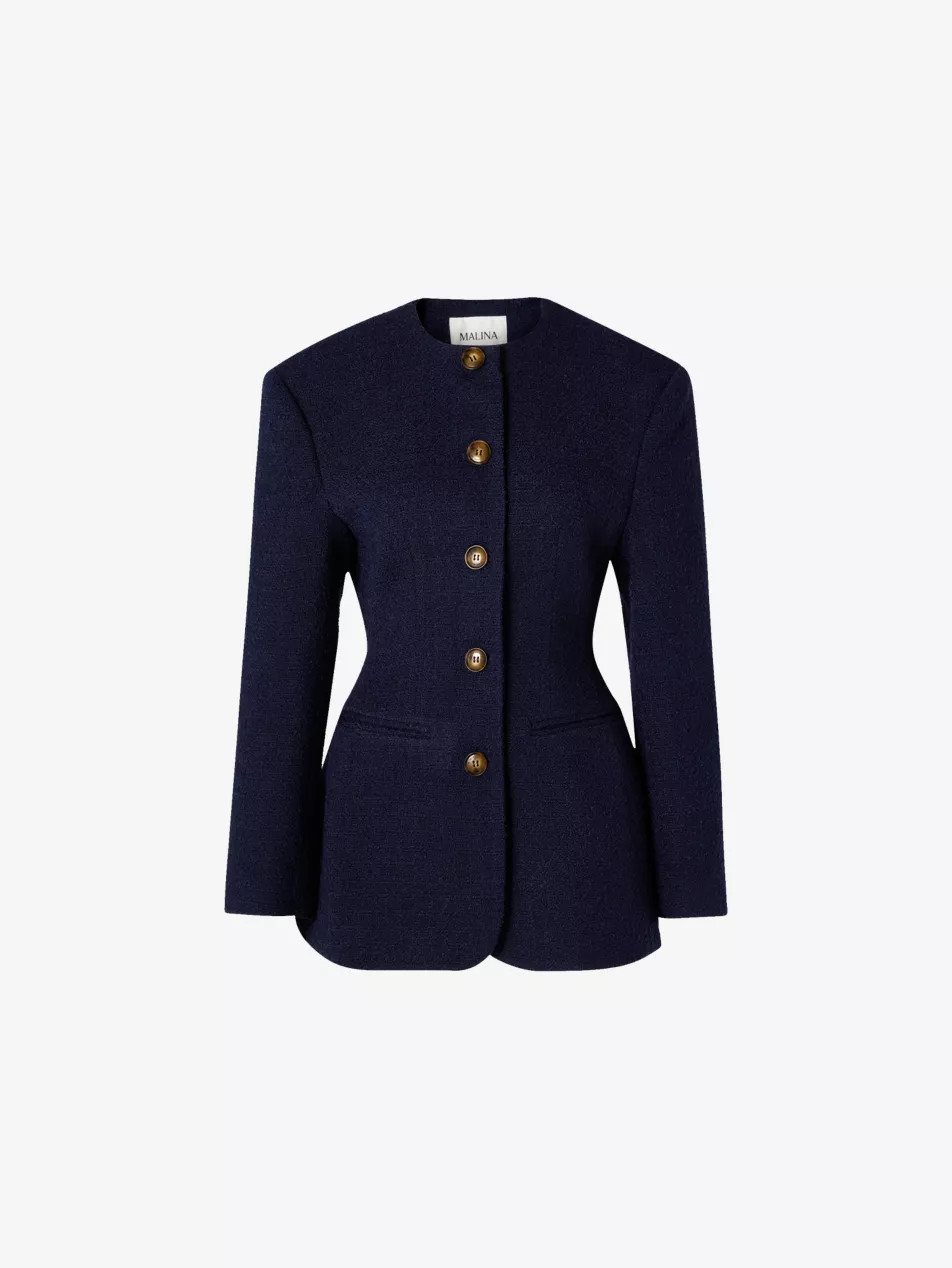 Carol Fitted Round-Neck Wool-Blend Blazer | Selfridges