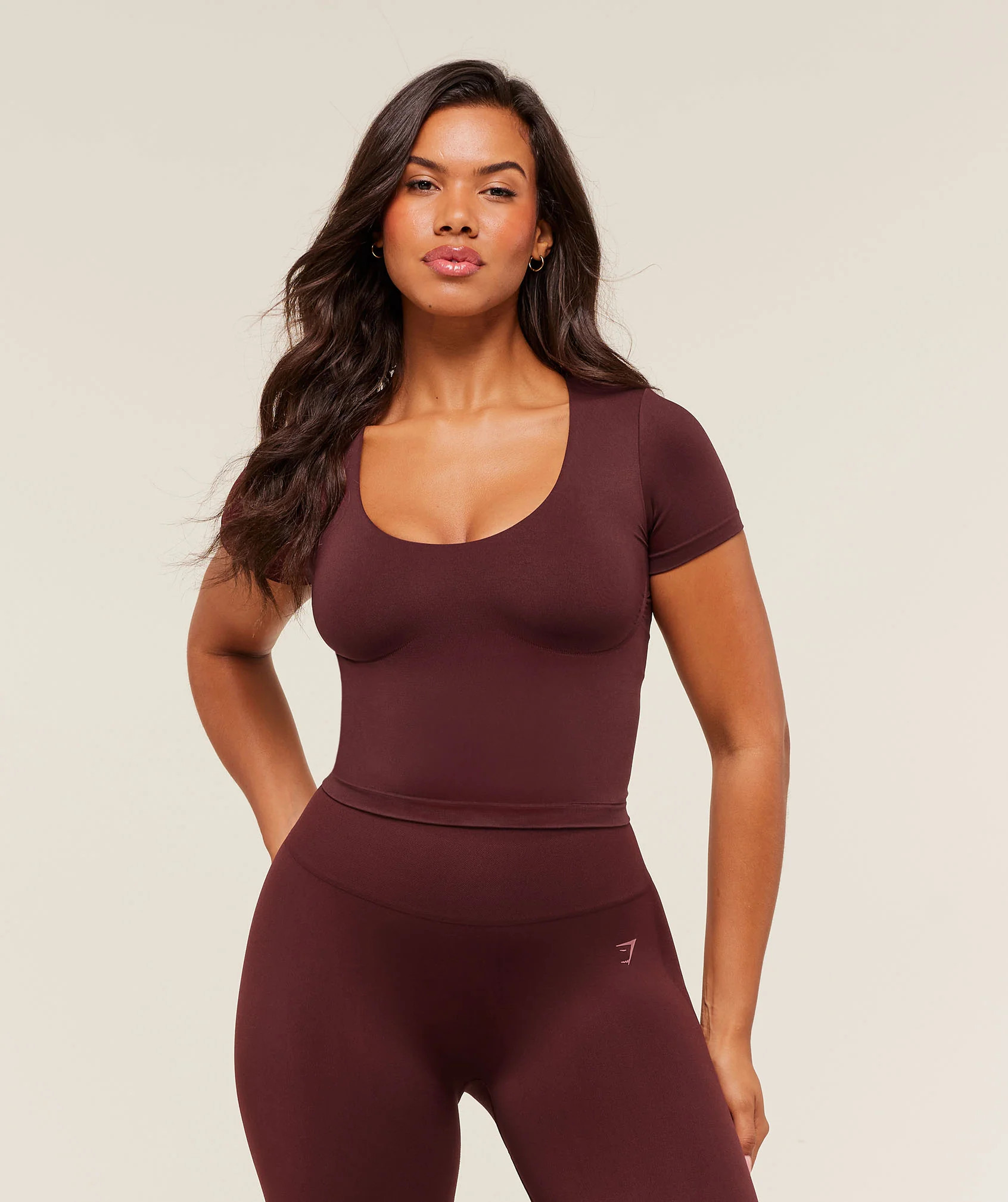 Gymshark Soft Sculpt T-Shirt With Shelf - Rich Maroon | Gymshark US