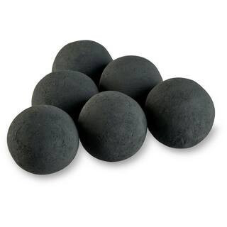 4 in. Matte Black Lite Stone Fire Balls (Set of 6) | The Home Depot