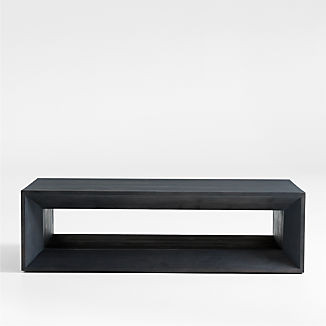 Vernon Rectangular Ebonized 56" Pine Wood Coffee Table with Shelf + Reviews | Crate & Barrel | Crate & Barrel