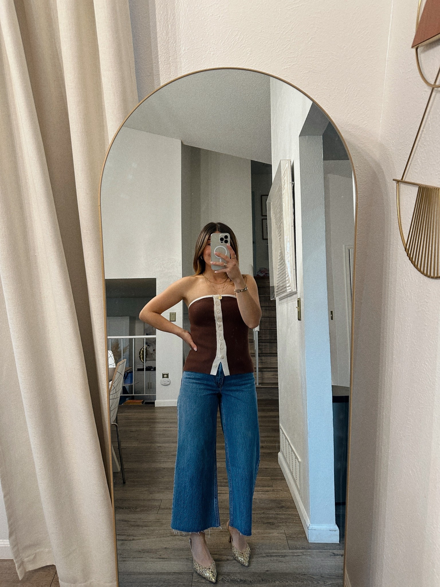 Loving this strapless top via Abercrombie! The color blocking is so chic. These are the wide leg cropped jeans and they fit like a glove! 
Top size xs
Jeans size 25 short 

#LTKStyleTip #LTKFindsUnder50 #LTKFindsUnder100