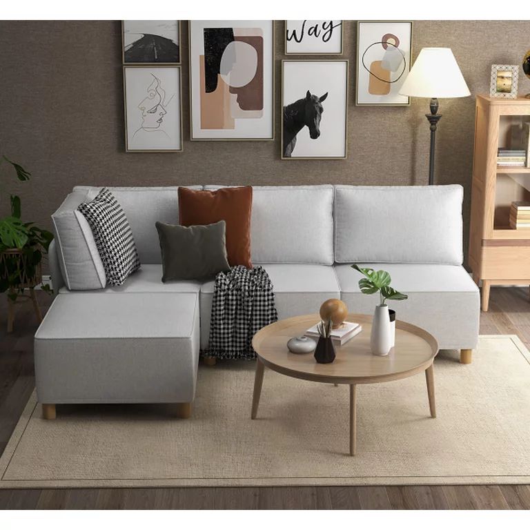 McKenzie & Co 4-Piece Modular Sectional Sofa, Textured Gray Fabric | Walmart (US)