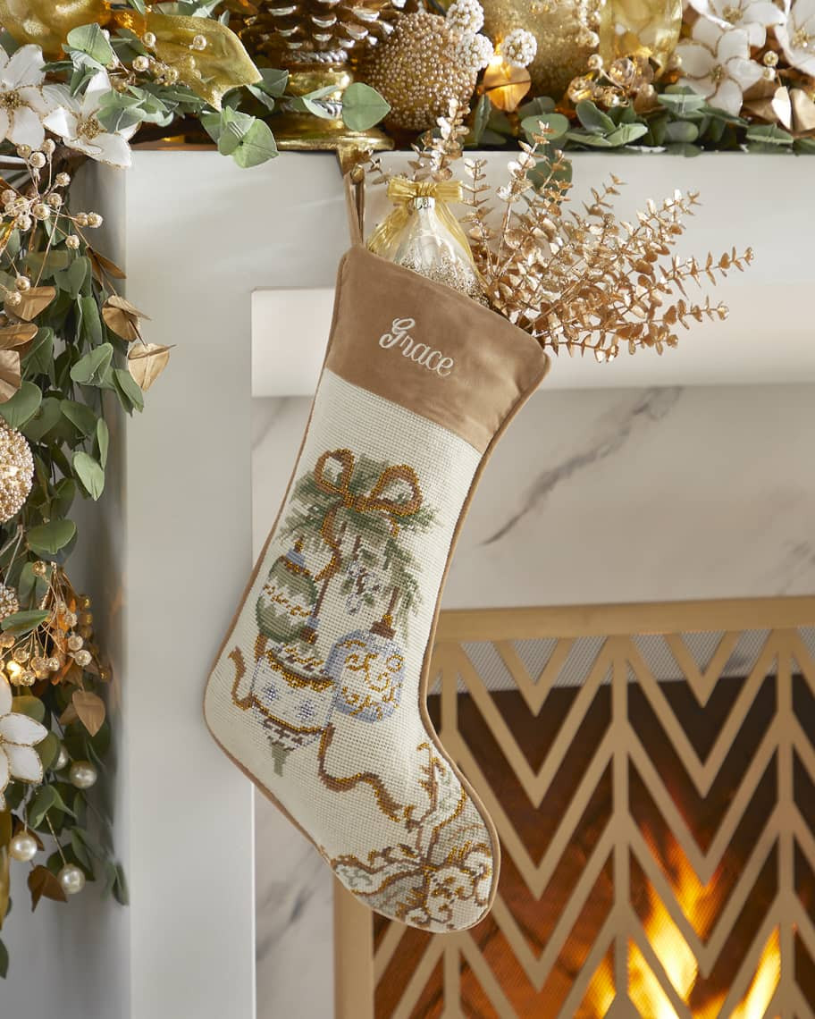 Exclusive Personalized Ornaments Needlepoint Christmas Stocking | Neiman Marcus