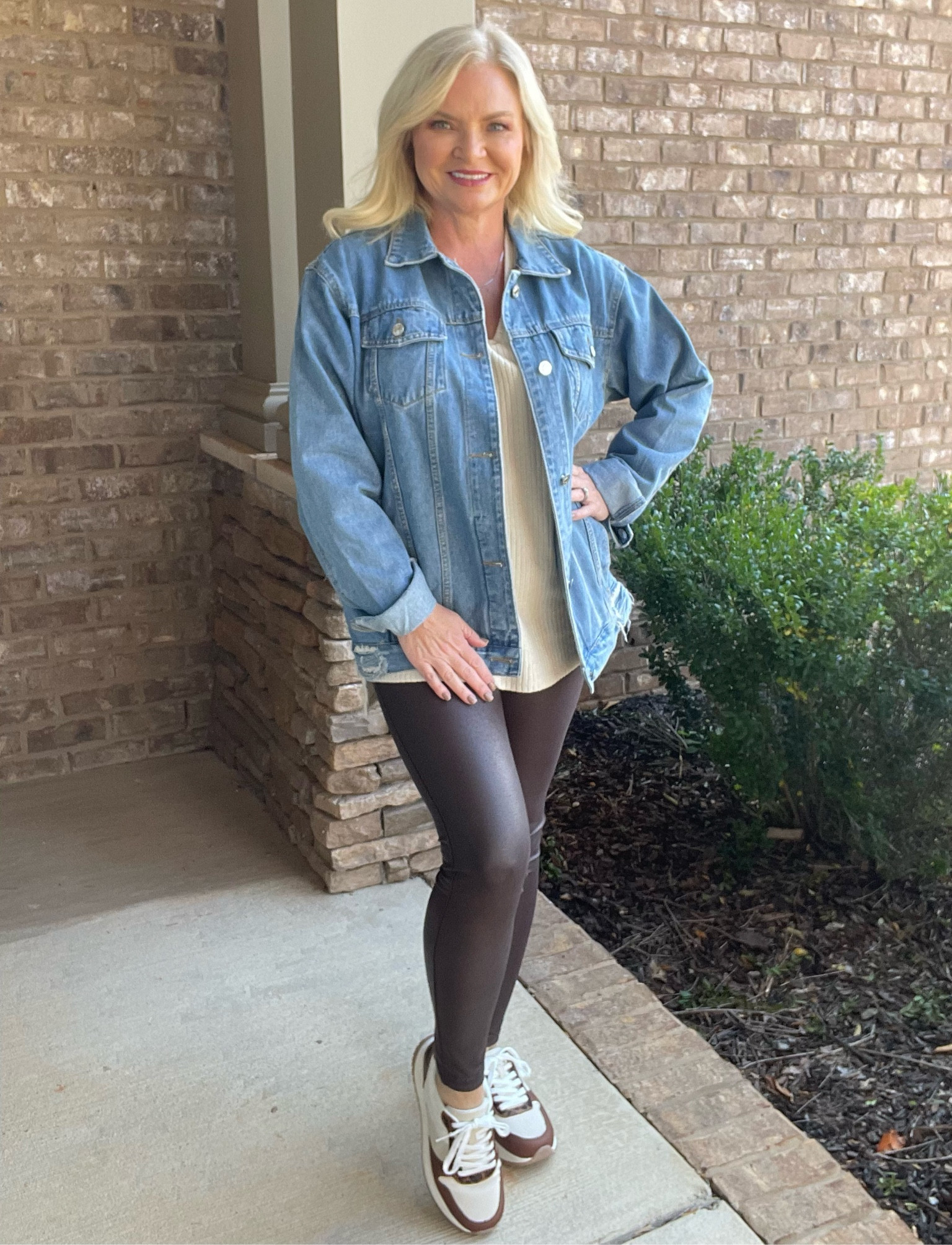Perfect casual Fall outfit! 
#walmart
#walmartfashion
#walmartstyle
#fauxleatherleggings
#fauxleather
#stylewithserena
#styleover50
#fashionover50
#over50

#LTKSeasonal #LTKunder50 #LTKstyletip