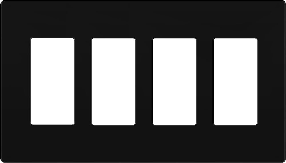 LIDER Matte Finish Quadruple Decorator Switch Cover, Screwless Wall Plate, Mid-Size 4-Gang 4.88" x 8.58", Polycarbonate Thermoplastic, UL Listed, LSWP-34M-BK, Black | Amazon (US)