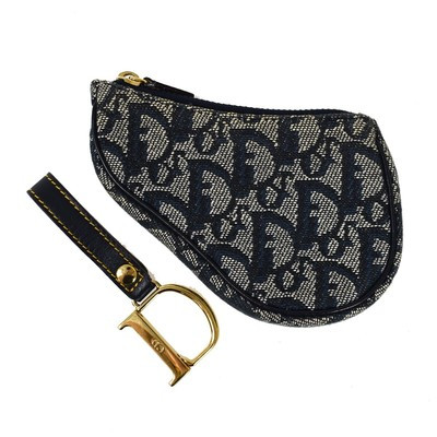 CHRISTIAN DIOR Trotter Saddle Coin Case Wallet Canvas Leather Navy Blue 37GA440  | eBay | eBay US