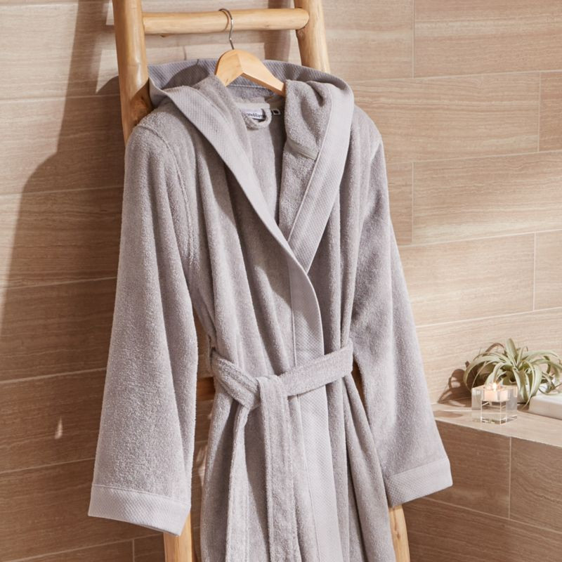 Organic Turkish Grey Cotton Bathrobe S/M + Reviews | Crate & Barrel | Crate & Barrel