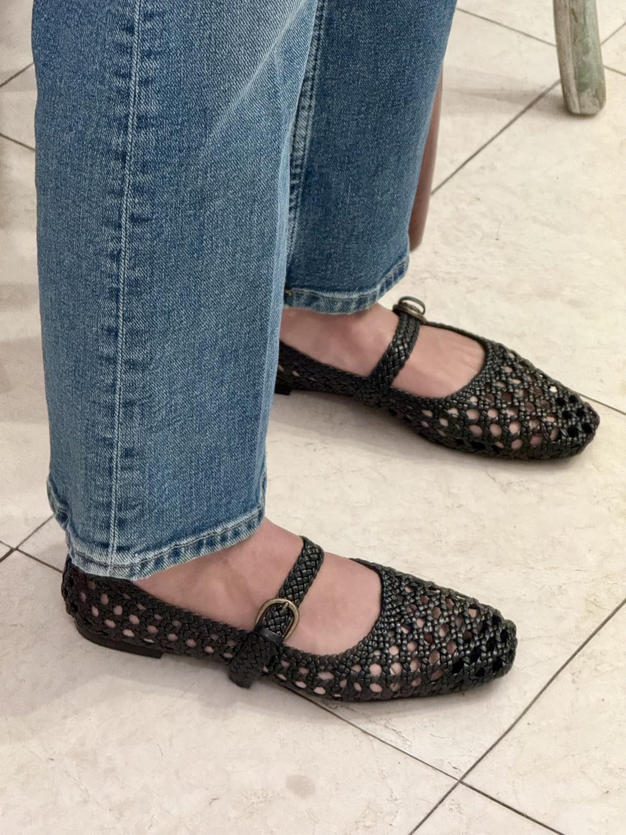 CUSHIONAIRE Weston Women’s Hand Woven Dressy Ballet Flats – Faux Leather Mary Jane with Adjus... | Amazon (US)
