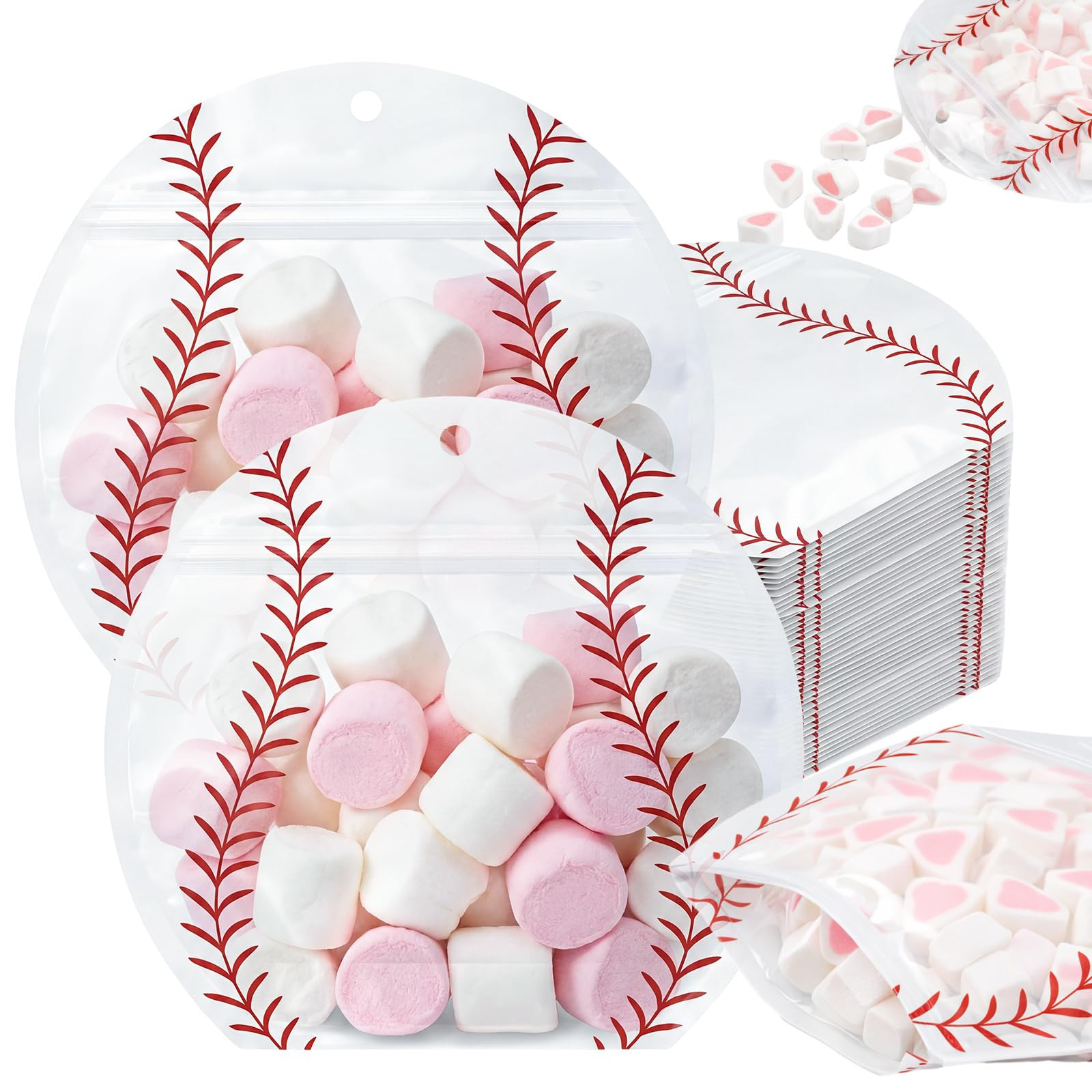 Resurhang 60 Pcs Baseball Treat Bags Candy Zipper Cute Baseball Food Goodie Gifts Bags Resealable... | Amazon (US)