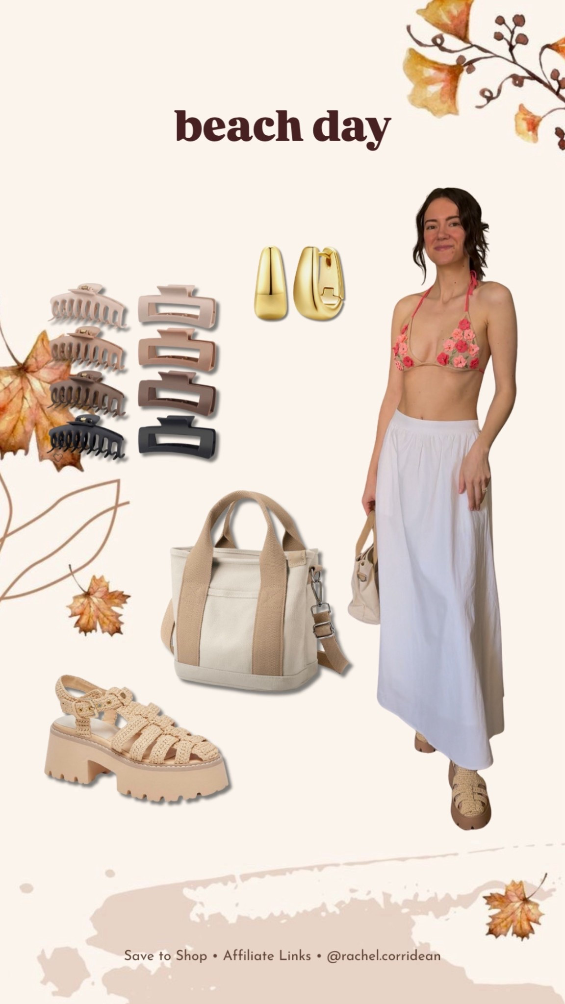 Beach day outfit: floral bikini top with a flowy white maxi skirt and raffia fisherman sandals. Paired with gold jewelry and a canvas tote for a relaxed coastal look.
.
.
.
beach outfit idea, bikini with skirt outfit, raffia sandals summer outfit, coastal chic outfit, vacation outfit inspiration

#LTKSwim #LTKSeasonal #LTKPetite
