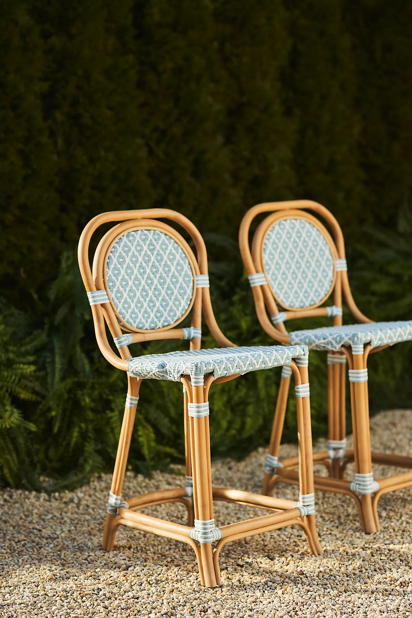 Coastal Rattan Bistro Counter Stool Chair | Anthropologie (US)