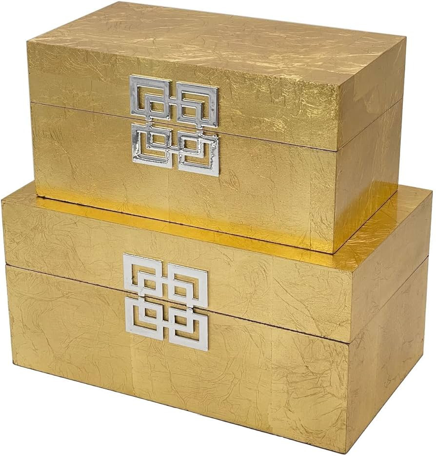 Galt International Storage Box Set Decorative Storage Box w/Hinged Lid Classic Design Wood Decor ... | Amazon (US)