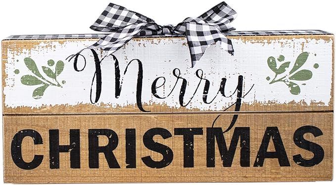 No/Brand Collective Home-Merry Christmas,Rustic Wooden Box Merry Christmas Sign, Farmhouse Inspir... | Amazon (US)