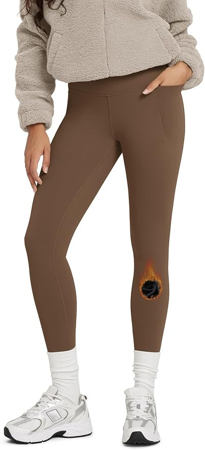 ODODOS Women's Thermal Bonded Fleece Lined Leggings with Pockets - Thick Warm Winter High Waisted... | Amazon (US)
