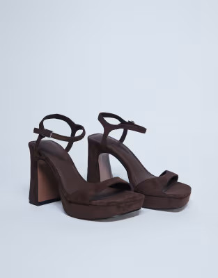 Topshop Faye chunky platform heeled sandals in chocolate | ASOS | ASOS (Global)