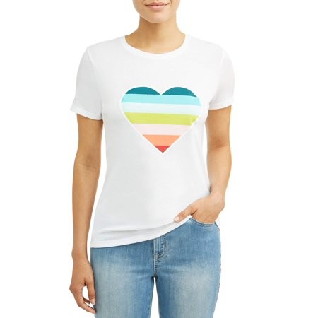 Women's Ombre Heart Crew Neck Tee | Walmart (US)