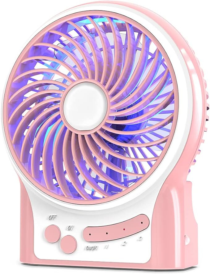 Mini Portable Battery Operated Desk Fan, Rechargeable & USB Powered Handheld Fan with Atmosphere ... | Amazon (US)