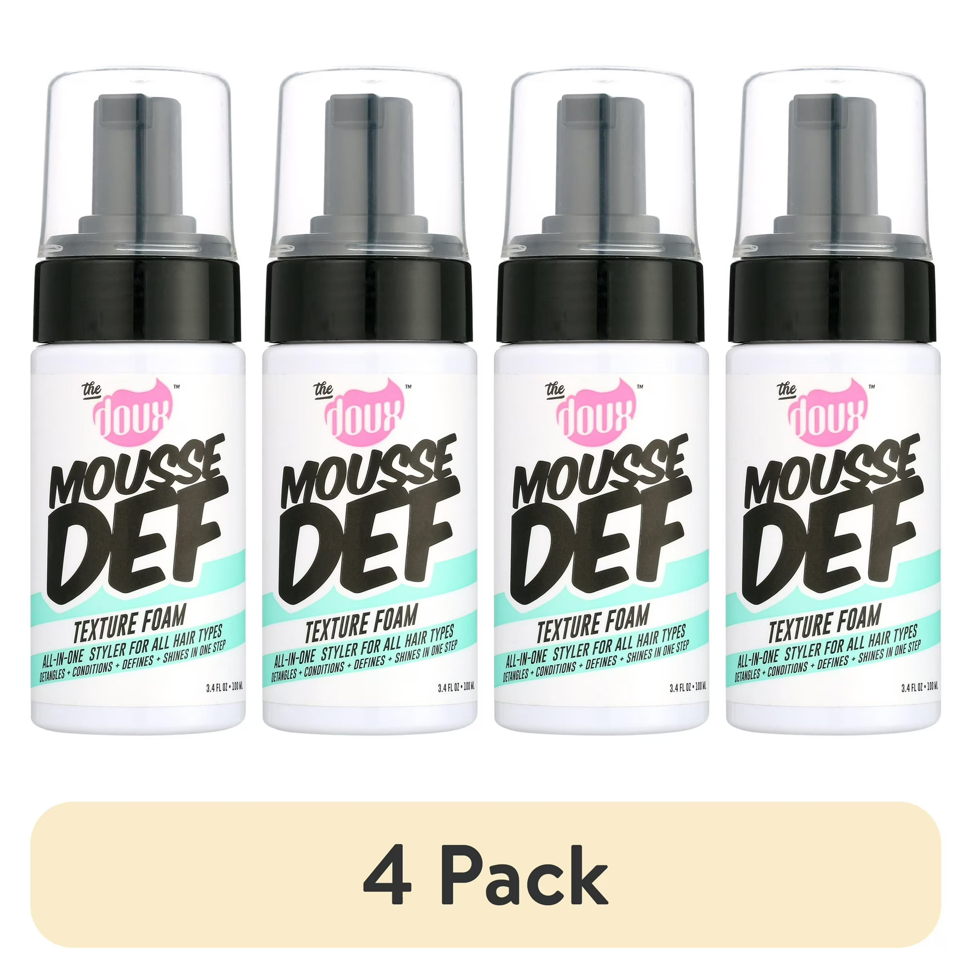 (4 pack) The Doux MOUSSE DEF Texture Foam Travel/Trial Size, Multi-Use Styling Mousse, Curly Hair, Moisturizing, 3.4 oz | Walmart (US)